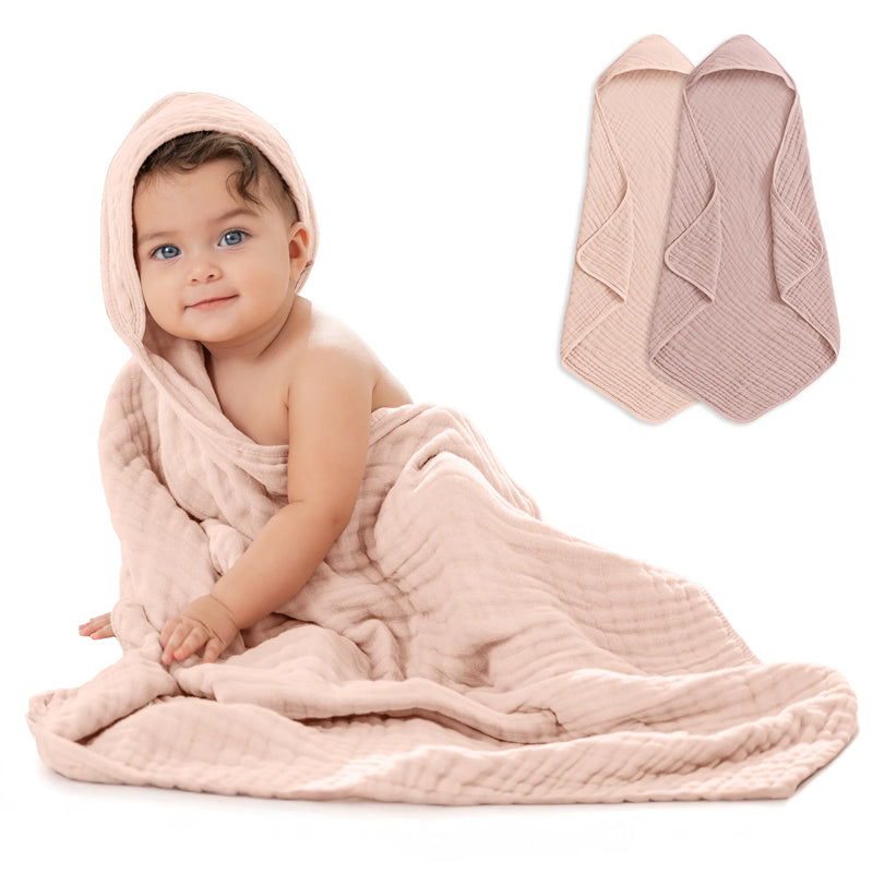 COMFY CUBS HOODED TOWELS PACK OF 2 MAUVE AND BLUSH