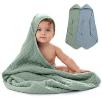 COMFY CUBS HOODED TOWELS PACK OF 2 PACIFIC BLUE AND FERN