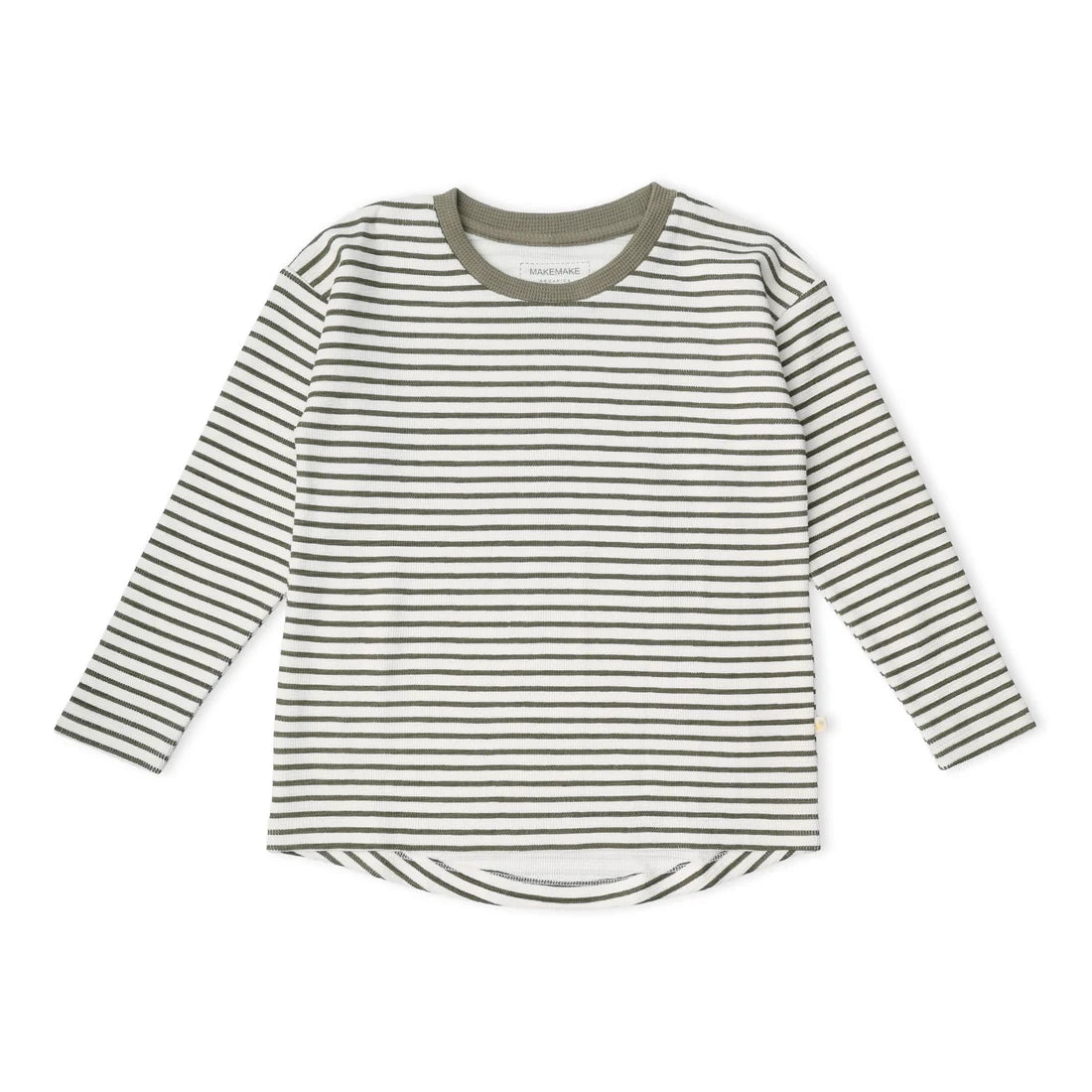 MakeMake Organics Tee & Foldover Pants Set - Olive Stripes