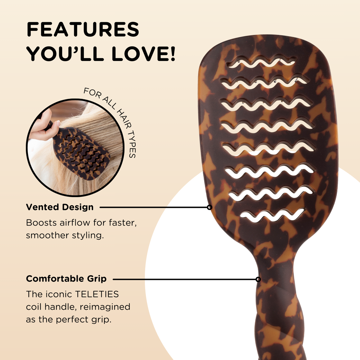 Vented Hair Brush Tortoise