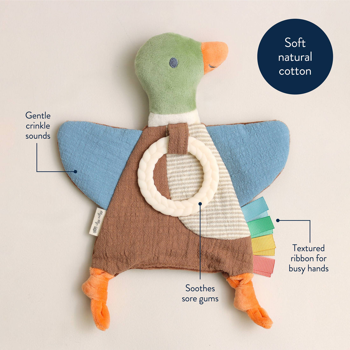 Itzy Ritzy Mallard Duck Bitzy Crinkle™ Sensory Toy