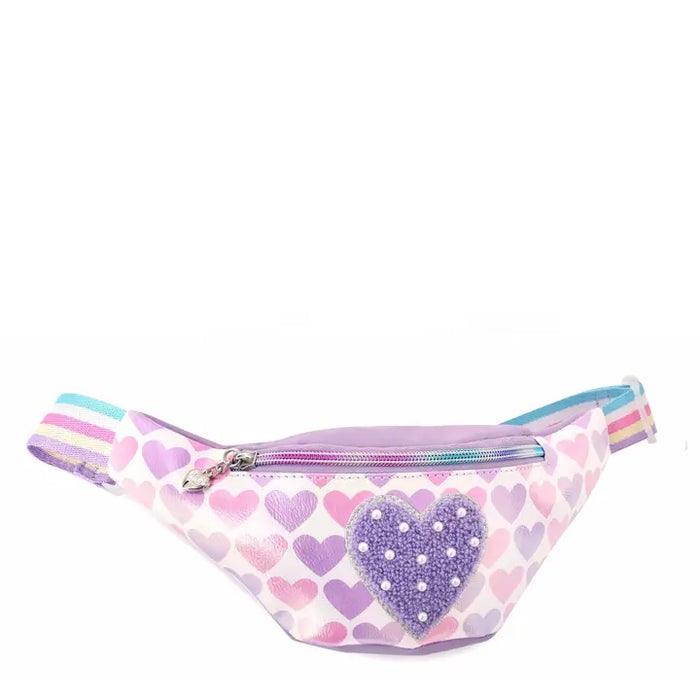 OMG ACCESORIES METALLIC HEART PRINTED FANNY PACK