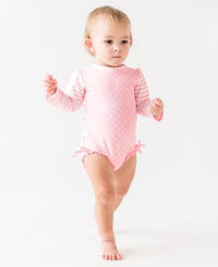 PINK POLKA DOT LONG SLEEVE RASHGUARD