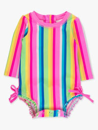 NEON RAINBOW STRIPE LONG SLEEVE RASH GUARD