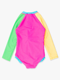 NEON COLORBLOCK LONG SLEEVE ZIPPER ONE PIECE