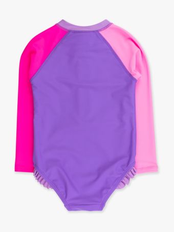 NEON COLORBLOCK LONG SLEEVE ZIPPER ONE PIECE PURPLE