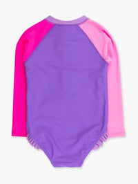 NEON COLORBLOCK LONG SLEEVE ZIPPER ONE PIECE PURPLE