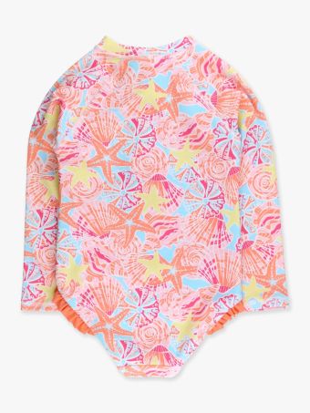 SUNSET SEASHELLS LONG SLEEVE ONE PIECE RASH GUARD