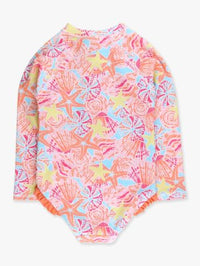 SUNSET SEASHELLS LONG SLEEVE ONE PIECE RASH GUARD