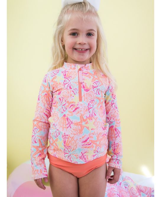 SUNSET SEASHELLS LONG SLEEVE RASHGUARD 2 PIECE