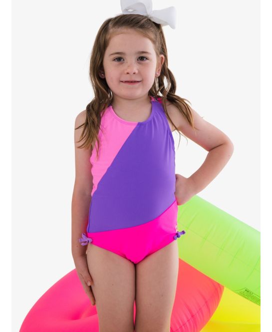 NEON COLORBLOCK CROSS BACK ONE PIECE PURPLE