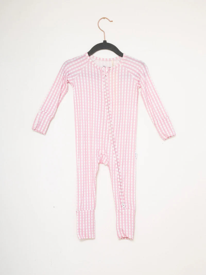 THE UPTOWN BABY PINK GINGHAM ROMPER