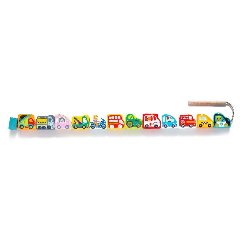 CUBIKA WOODEN CARS LACING TOY