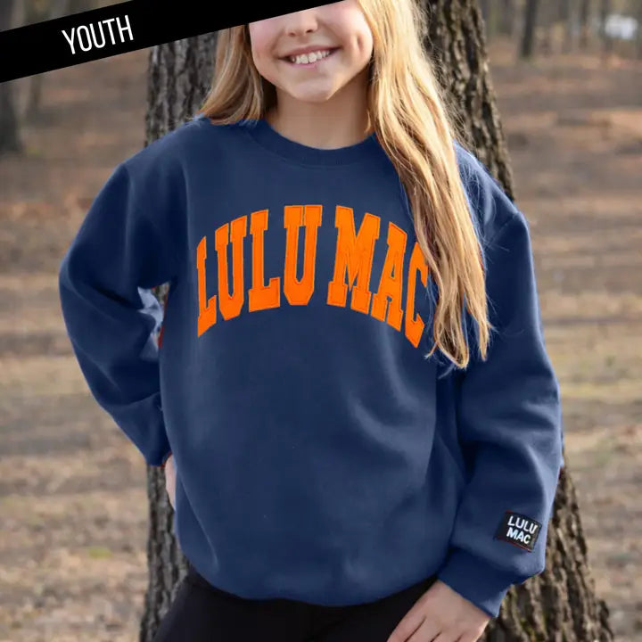 KIDS NAVY/ORANGE STICH SWEATSHIRT