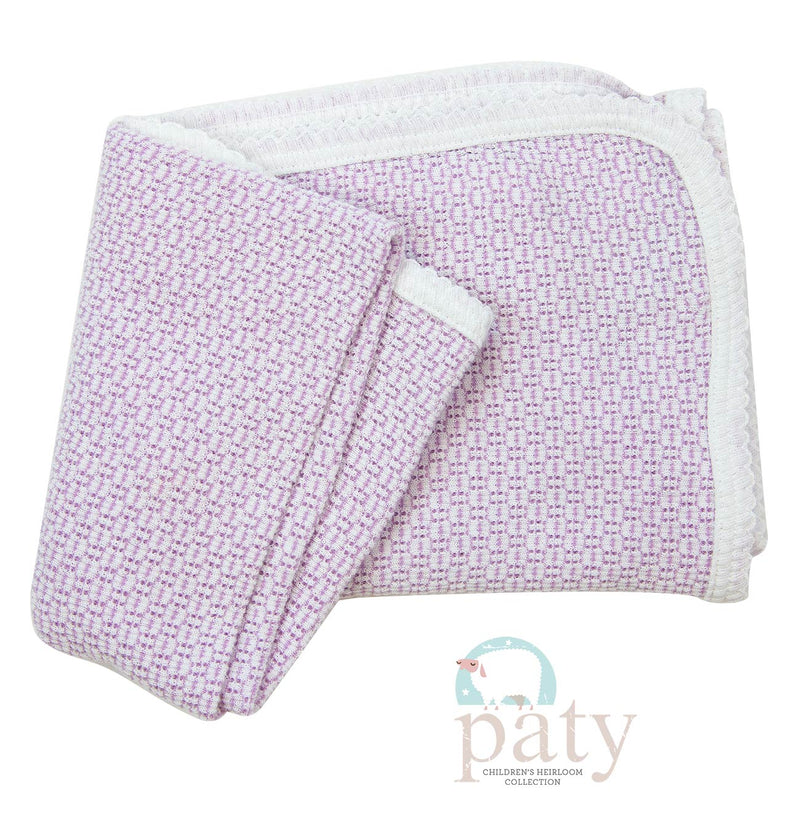 PATY RECEIVING BLANKET WITH NO BOW LAVENDER WITH LAVENDER TRIM