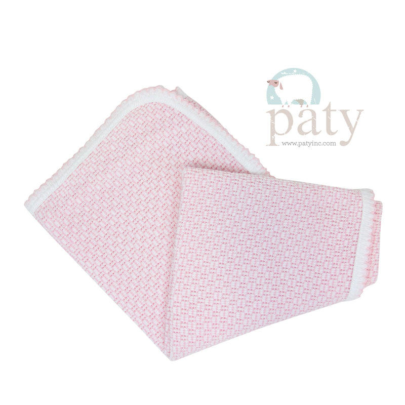 PATY RECEIVING BLANKET WITH NO BOW PINK WITH PINK TRIM