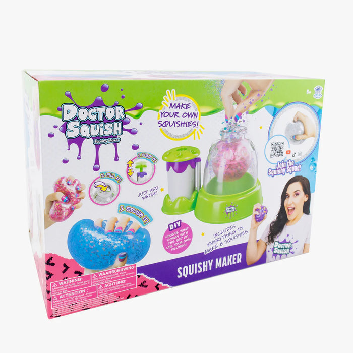 Box of Doctor Squish squishy maker toy on a white background