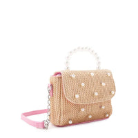 OMG ACCESORIES STRAW PEARL HANDLE CROSSBODY