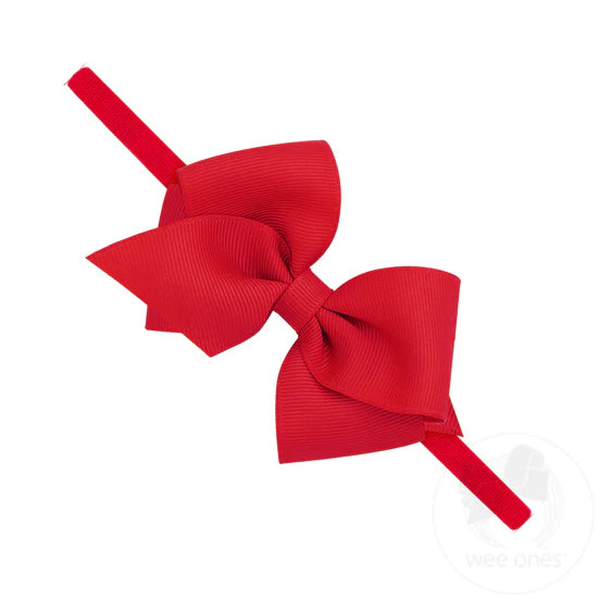 WEE ONES EXTRA SMALL GROSGRAIN BOW ON MATCHING NYLON BAND RED