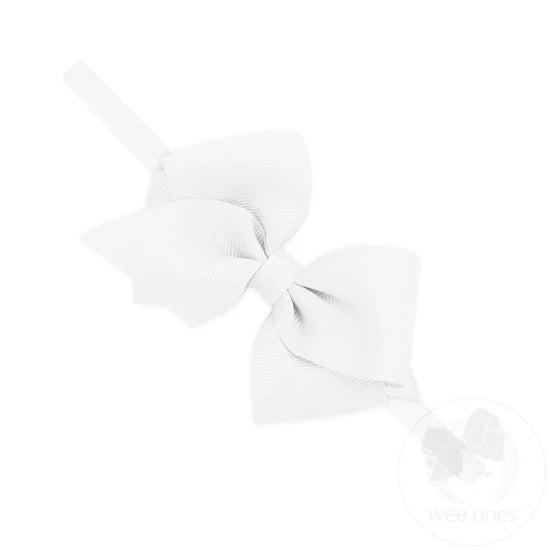 WEE ONES EXTRA SMALL GROSGRAIN BOW ON MATCHING NYLON BAND WHT