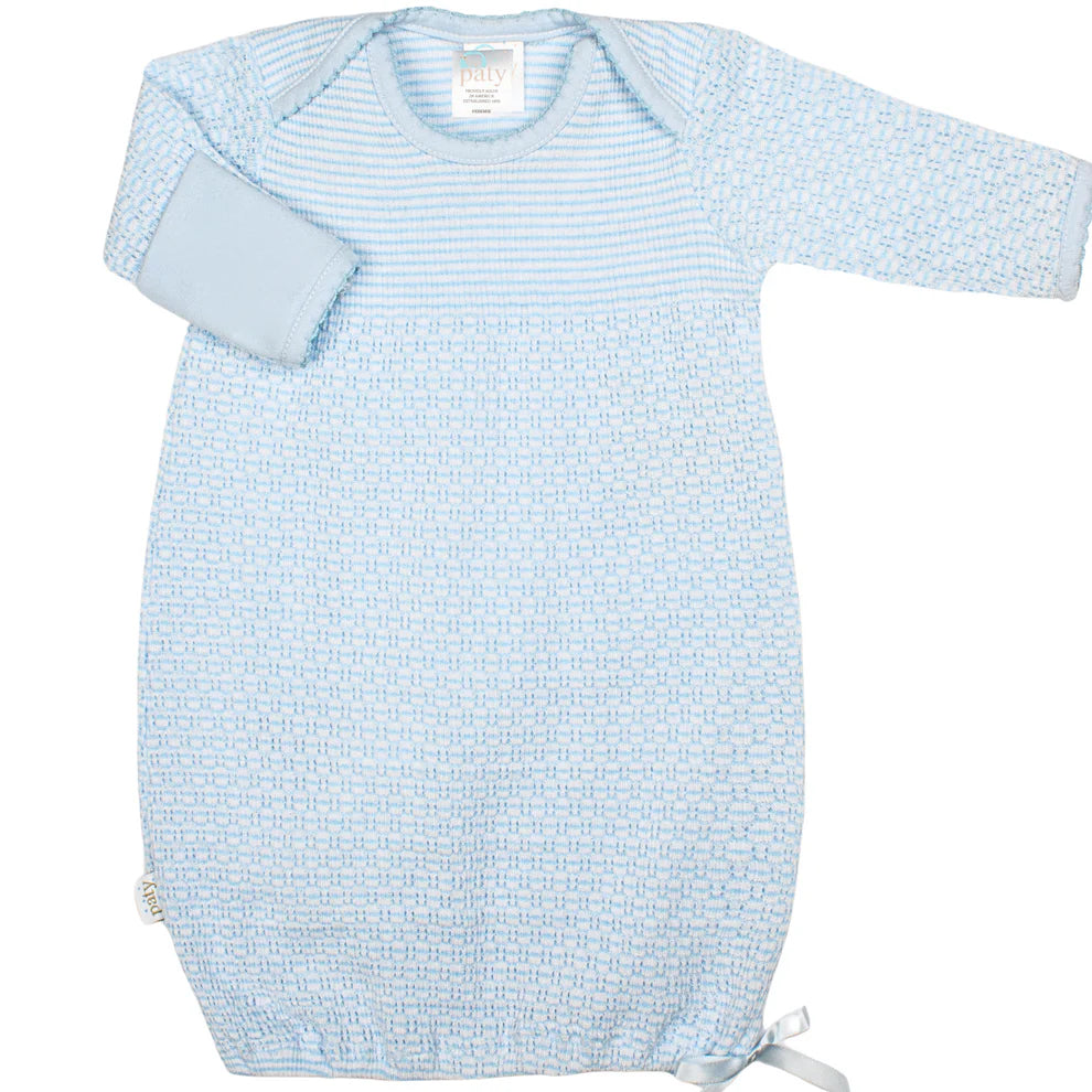 PATY SOLID STRIPE OVERLAP SHOULD GOWN BLUE