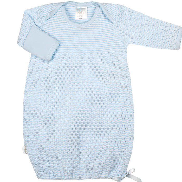 PATY SOLID STRIPE OVERLAP SHOULD GOWN BLUE