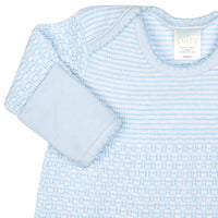 PATY SOLID STRIPE OVERLAP SHOULD GOWN BLUE