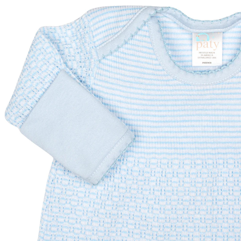 PATY SOLID STRIPE OVERLAP SHOULD GOWN BLUE