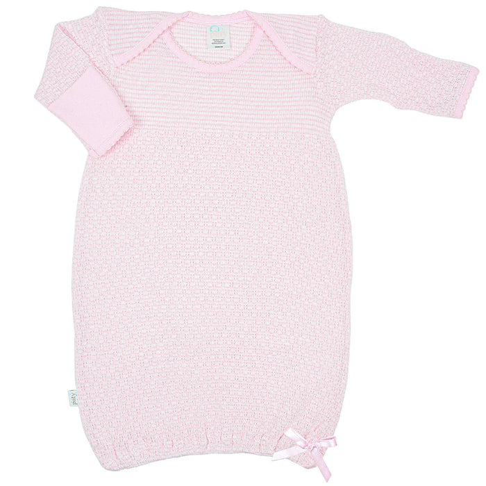 PATY SOLID STRIPE OVERLAP SHOULD GOWN PINK