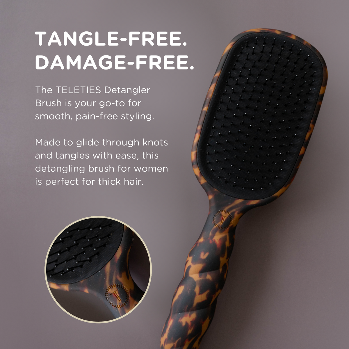 Detangler Hair Brush for Thick Hair Tortoise