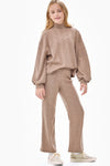 GOOD GIRL WIDE LEG CABLE KNIT PANTS MOCHA