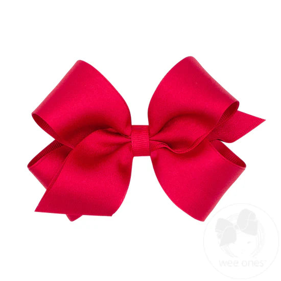WEE ONES CREPE SATIN WITH GROSGRAIN UNDERLAY BOW RED