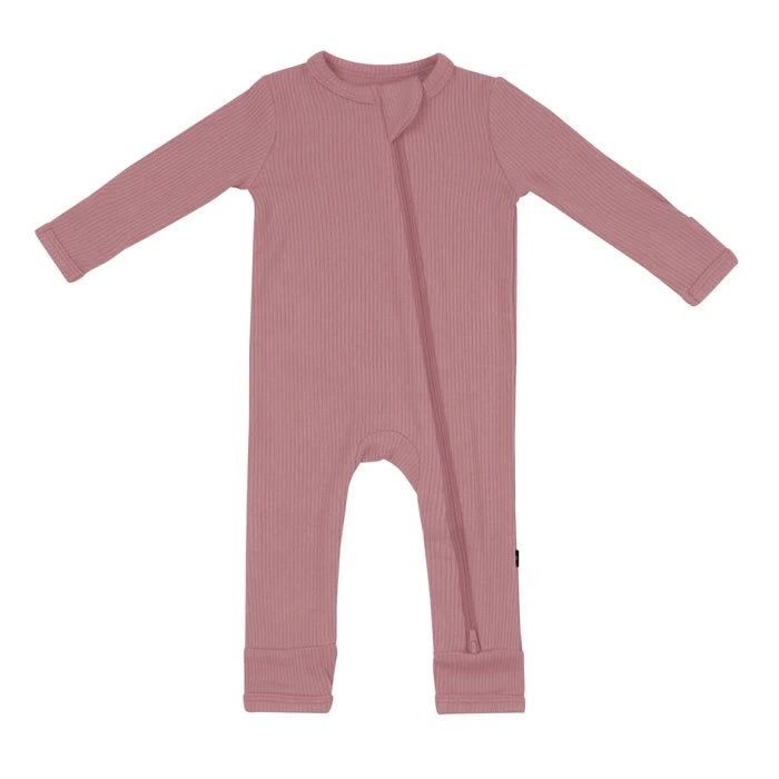 KYTE BABY RIBBED ZIPPERED ROMPER DUSTY ROSE
