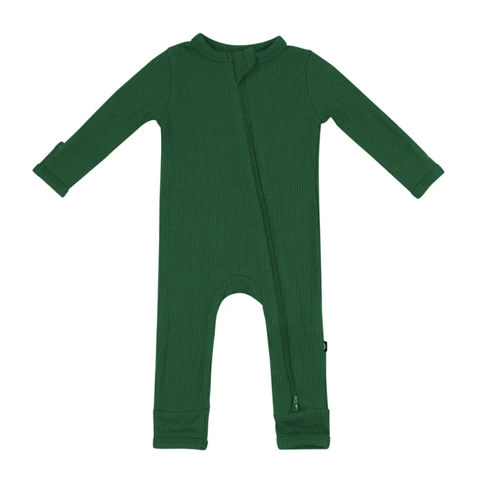 KYTE BABY RIBBED ZIPPERED ROMPER FOREST