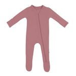 KYTE BABY RIBBED ZIPPERED FOOTIE DUSTY ROSE