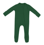 KYTE BABY RIBBED ZIPPERED FOOTIE FOREST