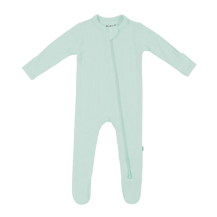 KYTE BABY RIBBED ZIPPERED FOOTIE SAGE