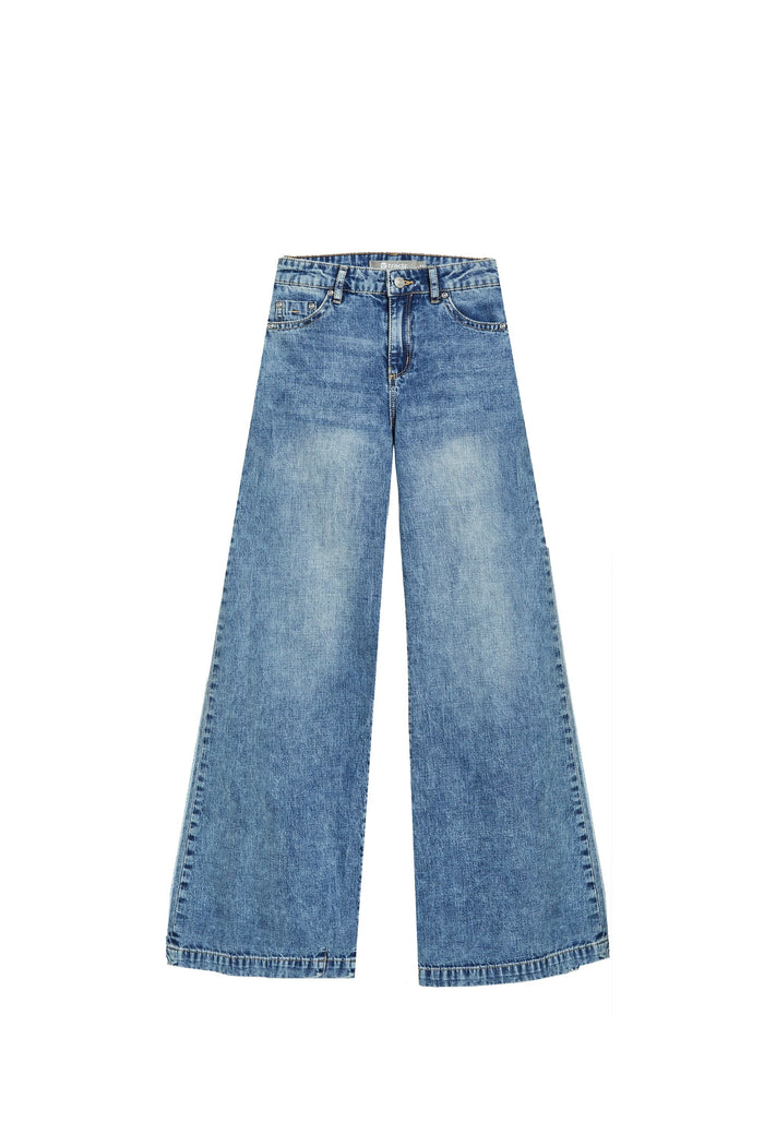 TRACTR GIRLS JEANS WIDE LEG WITH FRAY HEM