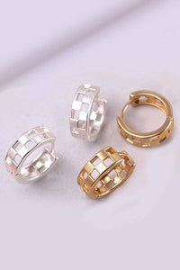 Mini Cutout Checker Hoop Huggie Earring Gold