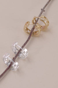 Mini Cutout Checker Hoop Huggie Earring Gold