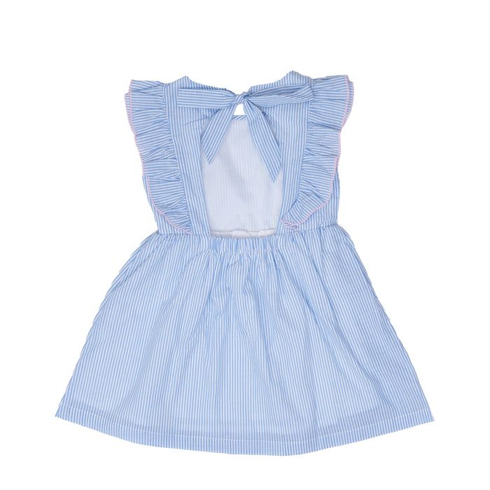 THE OAKS FAYE DRESS LIGHT BLUE STRIPE WITH PINK