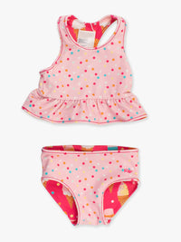 RUFFLEBUTTS SWEET SCOOPS REVERSIBLE PEPLUM TANKINI