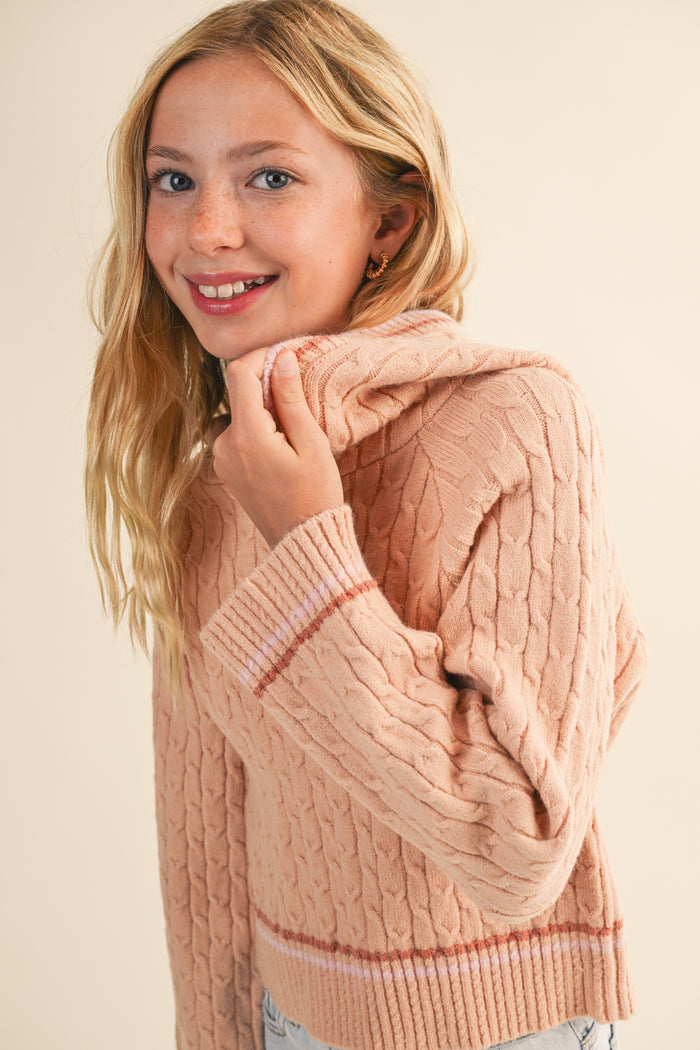 HEART AND ARROW TWEEN HOODED SWEATER SALMON