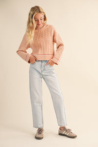 HEART AND ARROW TWEEN HOODED SWEATER SALMON