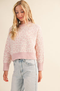 HEART AND ARROW LEOPARD DROP SHOULDER SWEATER