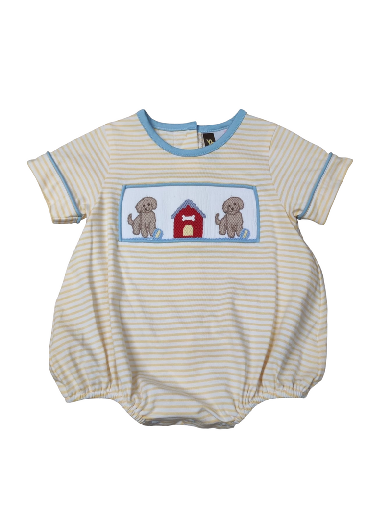 BANANA SPLIT PUPPY PALS SMOCKED BOYS BUBBLE