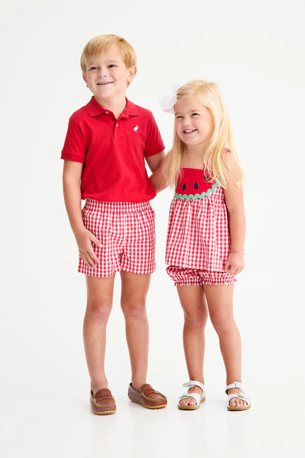 Sheffield Shorts Richmond Red Gingham With Belhaven Blue