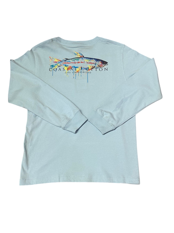COASTAL COTTON SKY BLUE TROUT LONG SLEEVE