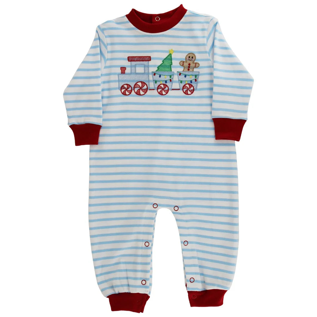 THE BAILEY BOYS GINGERBREAD EXPRESS KNIT ROMPER