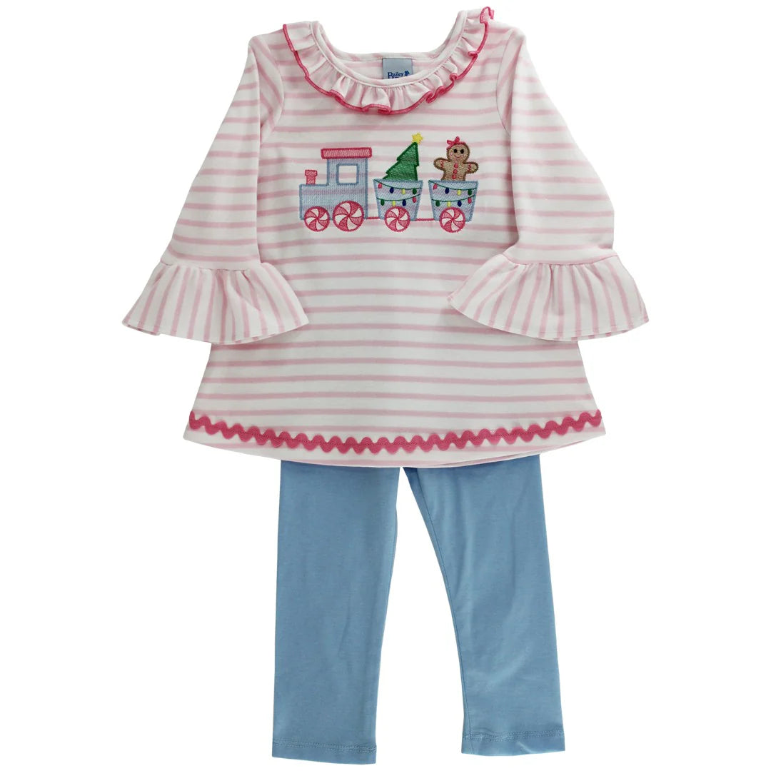 THE BAILEY BOYS GINGERBREAD EXPRESS GIRLS TUNIC PANT SET